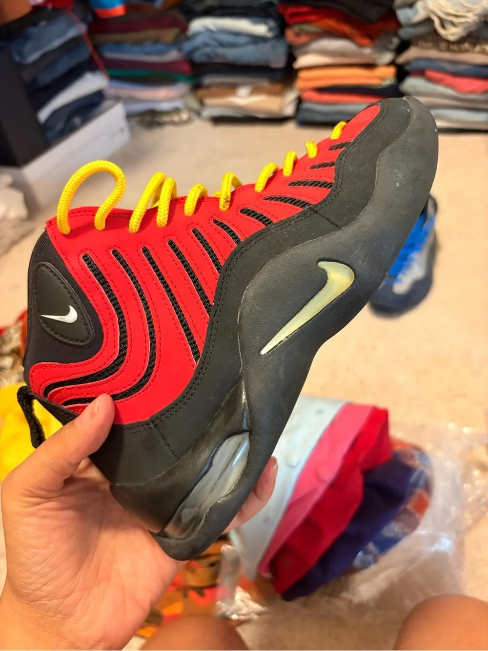 Nike Kids Red and Yellow High-Top Athletic Sneakers